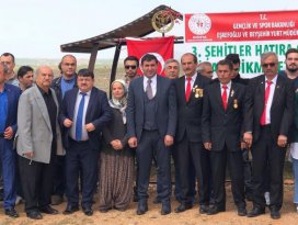Hüyükte şehitler için fidan dikildi