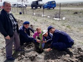 Beyşehirde fidanlar toprakla buluştu