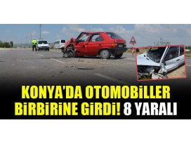 Konyada otomobiller birbirine girdi! 8 yaralı