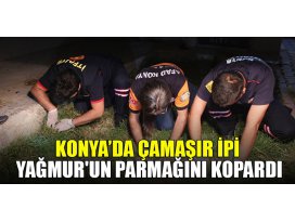 Konya’da çamaşır ipi Yağmurun parmağını kopardı