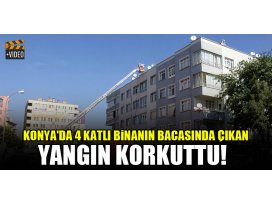 Konyada 4 katlı binanın bacasında çıkan yangın korkuttu!