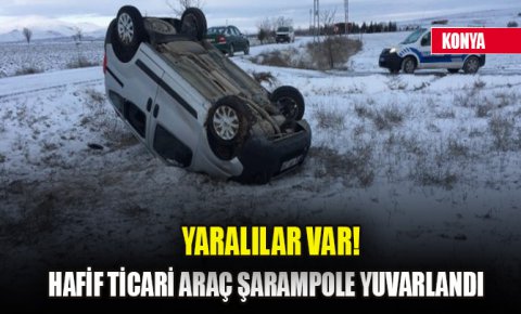 Hafif ticari araç şarampole yuvarlandı: Yaralılar var