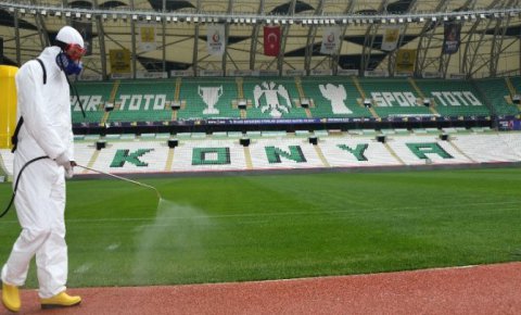 Konya stadı, Fenerbahçe maçı öncesi dezenfekte edildi