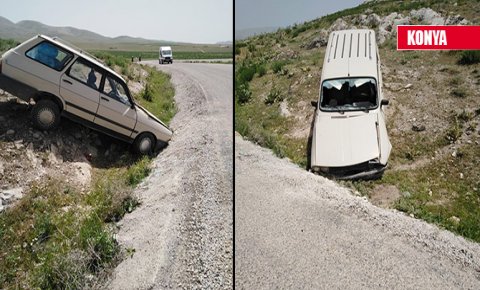 Konyada otomobil yoldan çıktı! Sürücü yaralandı