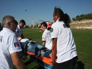 Kazazede helikopter ambulansla sevk edildi