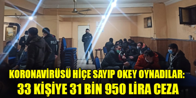Koronavirüsü hiçe sayıp okey oynadılar: 33 kişiye 31 bin 950 lira ceza