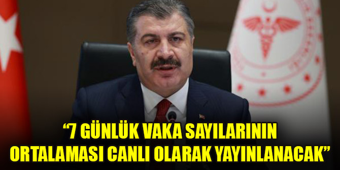 Bakan Koca: Pazartesi gününden itibaren 7 günlük vaka sayılarının ortalaması canlı olarak yayınlanacak