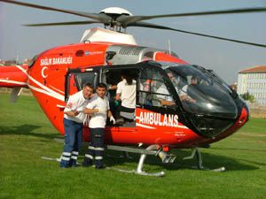 Bebek helikopterle Konyaya geldi