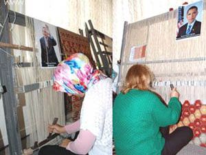 Portreler kilime dokunuyor