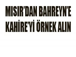Mısır;Kahireyi örnek alın