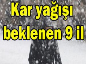 9 ilde kar yağışı bekleniyor