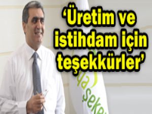 Bakan Şimşekten Şekere teşekkür