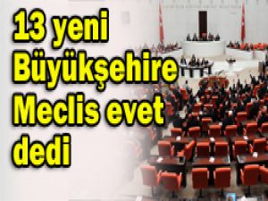 13 yeni büyükşehire onay