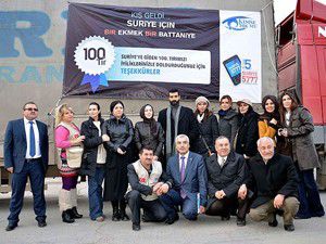 100. yardım tırı Suriyeye uğurlandı