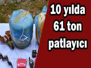 10 yılda 61 ton patlayıcı ele geçirildi