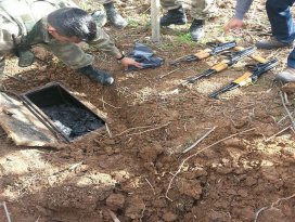 Şırnakta toprağa gömülü silahlar bulundu