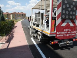 Seydişehir belediyesi yol çizgi çalışmalarına başladı